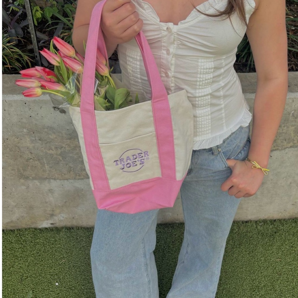Mini Trader Joe’s Pastel Canvas Tote Bag - Pink, teal, Blue, Purple bundle - Picture 7 of 7